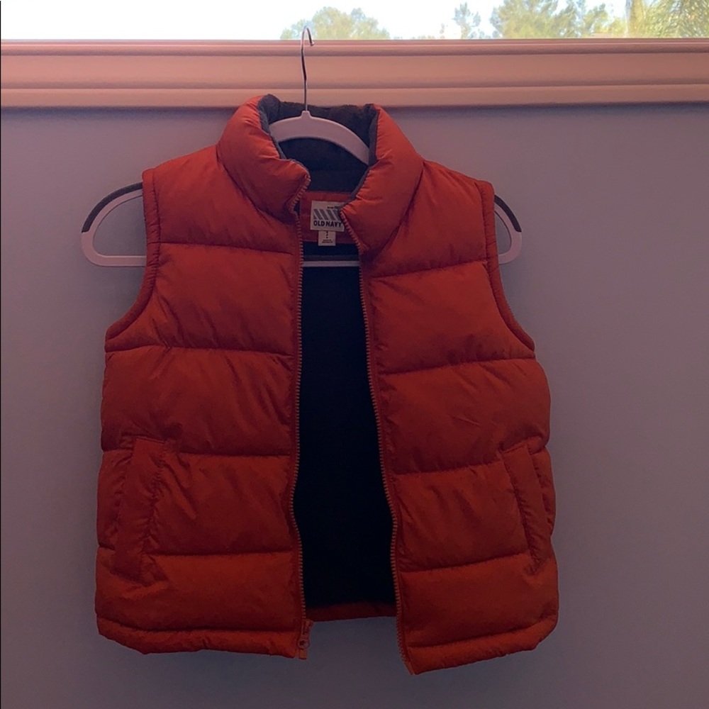 Orange puffer vest